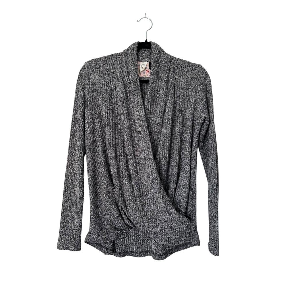 Anthropologie Akemi + Kin Sweater Size‎ S Grey Faux Wrap Boho Minimalist Neutral